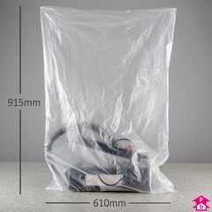 Clear High Tensile Bag - 610mm wide x 914mm long, 30 micron thickness