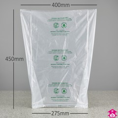 Clear Kitchen Caddy Liner - 275mm opening to 400mm wide x 450mm long, 17 micron thickness. (Approx 8-12 litres)