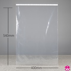 Clear Mailing Bag - Large - 400mm wide x 540mm long, 50 micron thickness (Large)