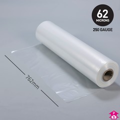Clear Polythene Layflat Tubing - 30" (762mm) wide x 268 metres long, 250 gauge thickness. (24 Kg per roll)