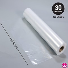 Clear Polythene Layflat Tubing - 36" (914mm) wide x 466 metres long, 120 gauge thickness. (24 Kg per roll)
