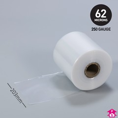 Clear Polythene Layflat Tubing - 8" (203mm) wide x 336 metres long, 250 gauge thickness. (8 Kg per roll)