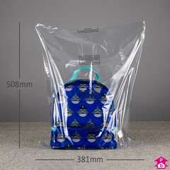 Clear Safety Bag - Perforated + PWN - Large (30% Recycled) - 381mm x 508mm x 40 micron (15" x 20" x 160 gauge)