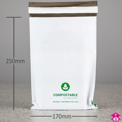 Co-Ex Compostable Mailing Bag - C5+ - 170mm wide x 250mm long, 50 micron thickness. (C5+ for A5+)