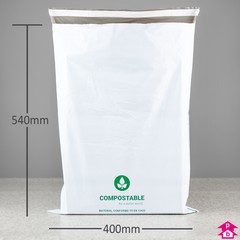 Co-Ex Compostable Mailing Bag - Extra Large - 400mm wide x 540mm long, 50 micron thickness. (Extra large)
