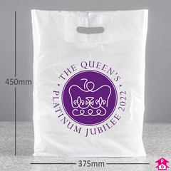 Commemorative Platinum Jubilee Carrier Bag - 375mm wide x 450mm high x 55 micron thickness, with 90mm bottom gusset