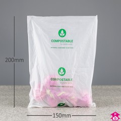 Compostable Packing Bag - Medium - 150mm wide x 200mm long, 20 micron