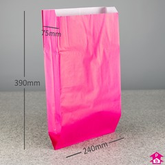 Fuchsia Paper Bag with Gusset - Large - 240mm wide x 75mm gusset x 390mm high, 60gsm