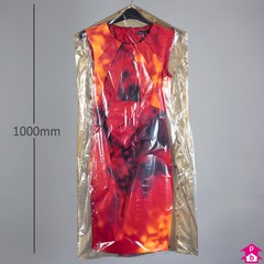 Garment Covers On Roll - Printed/Clear - 20/24" wide x 40" long (Short Coat size), 80 gauge thickness - 430 covers per roll