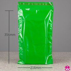 Green Mailing Sack - 216 x 356mm + lip  45mu