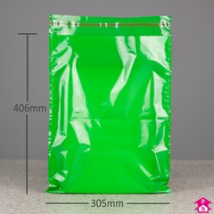 Green Mailing Sack - 305 x 406mm + lip  50mu