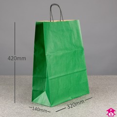 Green Paper Carrier Bag - Large - 320mm wide x 140mm gusset x 420mm high