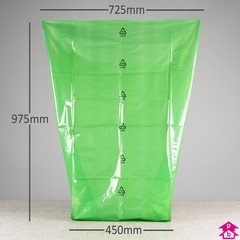 Green Recycling Bag - 18" wide (opening to 29" wide) x 39" long, 160 gauge thickness. (Approx. 75 Litres)