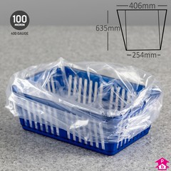 Gusseted Bag (19 Litres) - Heavy Duty - 254mm wide (with gusset opening up to 406mm wide) x 635mm long, 100 micron thickness