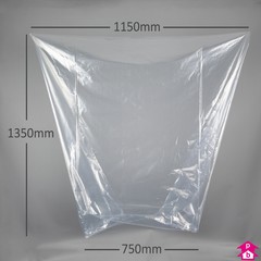 Gusseted Bag (270 Litres) - 30% Recycled - 750mm wide with gusset (opening up to 1150mm wide) x 1350mm long, 40 micron thickness