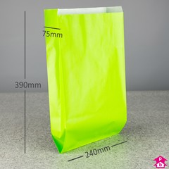 Lime Paper Bag with Gusset - Large - 240mm wide x 75mm gusset x 390mm high, 60gsm