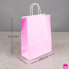 Pale Pink Paper Carrier Bag - Medium - 240mm wide x 110mm gusset x 310mm high