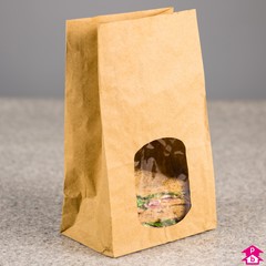 paper bags with gusset and window
