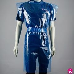 Poncho Apron with separate belt - Blue - 670mm wide x 900mm long, with 1600mm Belt. 30 micron thickness.