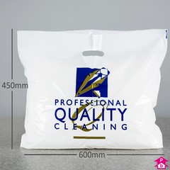 Printed Laundry Carrier Bag - Large - 600mm wide x 450mm high with 75mm bottom gusset. 40 micron thickness.