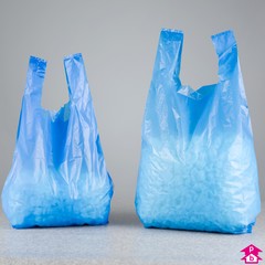 1000 x Strong BLUE recycled 11x17x21" vest carrier bags 24mu 