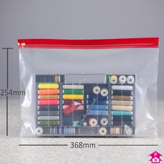 Red Metal Zipper Bag - 14.5" wide  x 10" Deep  x 500g