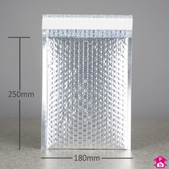 Silver C5+ Shiny Bubble Mailing Bag - Internal size 180mm wide x 250mm long (fits A5), 190gsm thick