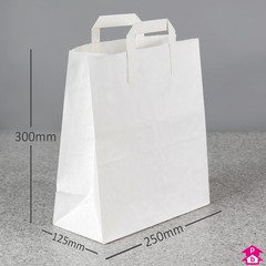 White Paper Carrier Bag - Large - 250mm wide x 125mm gusset x 300mm high, 80gsm
