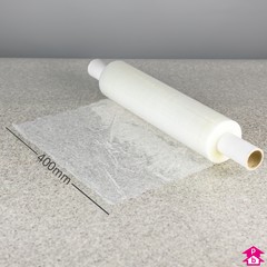 White Stretchwrap (Extended Core) - 400mm wide x 300 metres long, 16 micron thickness (with extended core for handheld use)