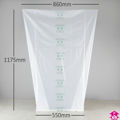 Clear Compostable Small Wheelie Bin Liner (550mm opening to 860mm wide x 1175mm long, 20 micron thickness. (Approx 150 litres))