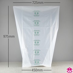 Clear Compostable Waste Sack - Strong (450mm opening to 725mm wide x 975mm long, 40 micron thickness. (Approx 85 litres))