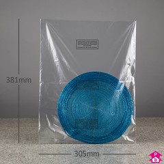 Clear Safety Bag - Perforated + PWN - Medium (30% Recycled) (305mm x 381mm x 40 micron (12" x 15" x 160 gauge))