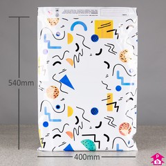 Mailing Bag with 1-side Abstract Melon Design (400mm wide x 540mm long + adhesive lip (X-Large)  50 microns)