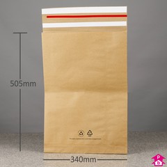 Paper Mailing Bag with Gusset and Double Strip - Extra Large (340mm wide with 90mm gusset x 505mm long, 100 gsm)