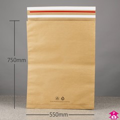 Paper Mailing Bag with Gusset and Double Strip - Jumbo - 550mm wide with 120mm gusset x 750mm long, 100 gsm